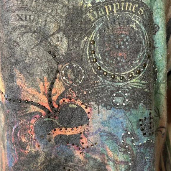 Alberto Malaki embellished sweater angora blend colorful Size XL - Picture 3 of 6